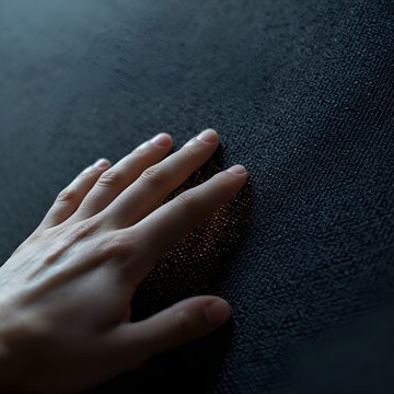 Conceptual shot of tactile interaction with modern industrial materials and textures.