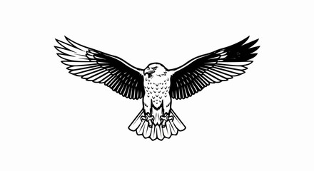 Obraz premium Black and white illustration of an eagle with outstretched wings