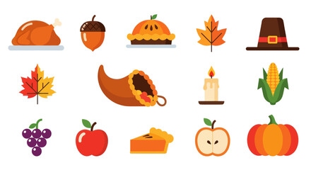 Thanksgiving icons autumn harvest collection
