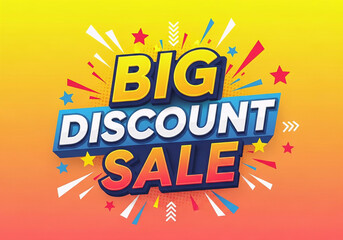 Colorful Cartoon Big Discount Sale Promotion Design Template Background