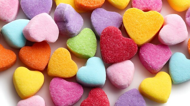 valentines day candy hearts colorful overhead sweet treat