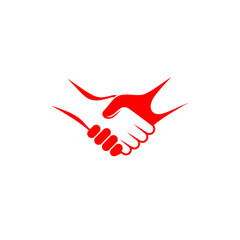 Obraz premium Red hand graphic symbolizing agreement and partnership on a white backdrop
