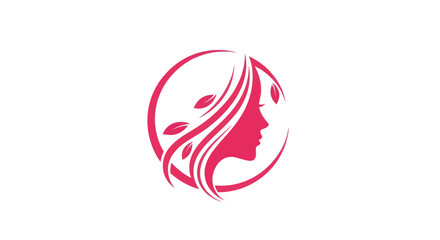 Woman silhouette in pink circle logo