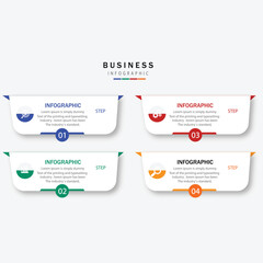 Obraz premium Four Step Business Infographic Template with Modern Workflow Process Diagram