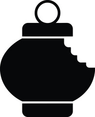 Fototapeta premium Black icon of a bitten Christmas ornament with a hanging loop Keywords: Christmas ornament, icon