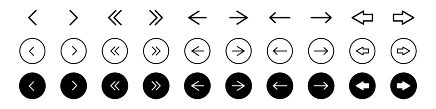 Extensive set of diverse arrow icons for modern user interface design
