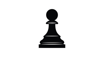 A minimalist depiction of a black chess pawn isolated on a stark white background high quality © Apon