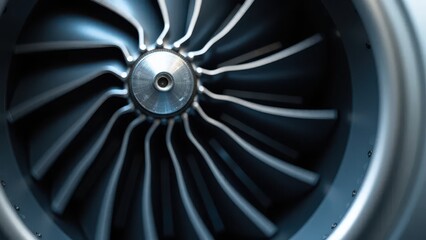 Turbine Efficiency: Titanium turbine blade installed inside aerospace engine bay

