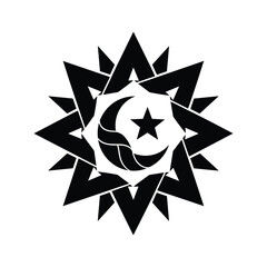 Obraz premium Geometric Crescent Star Emblem Commercial Design