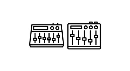 Fototapeta premium Audio Mixing Console and Sound Controller Icon Set for Music Production and Engineering