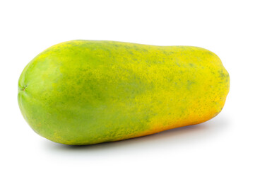 semi-ripe papaya. isolated on white background.