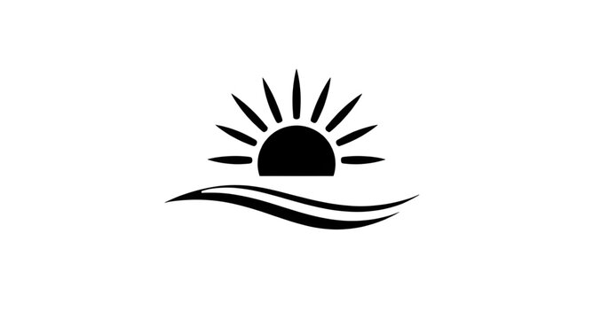 sunrise, sun, dawn, morning, daylight, horizon, rays, sunshine, sky, nature, icon, symbol, vector, illustration, logo, sign, emblem, design, graphic, clipart, silhouette, outline, minimal, simple, fla