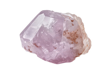 Obraz premium Amethyst quartz crystal showcasing purple and pink hues, raw mineral specimen with faceted points, transparent background