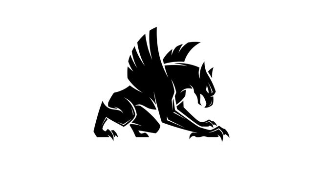 Stylized gryphon silhouette vector illustration