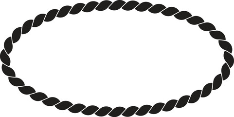 Horizontal oval ellipse shape black rope frame border isolated on white background nautical sailor vector illustration © Alamin