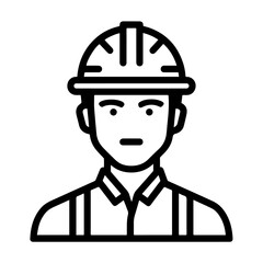 Obraz premium Hand Drawn a man Construction Worker Black and White Avatar Illustration in Minimal Line Art Style Design