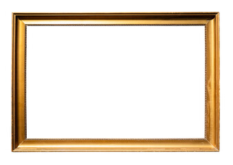 horizontal old golden simple painting frame cutout on white background