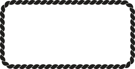 Horizontal rectangle shape black rope frame border isolated on white background nautical marine sailor vector illustration © Alamin