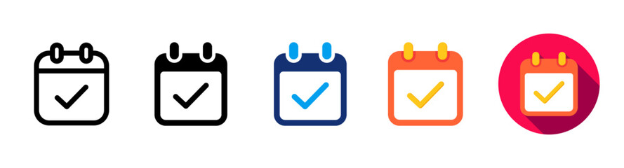Calendar icon set. Complete task checkmark symbols and colorful icons. Vector icon illustration © RI Rafiq