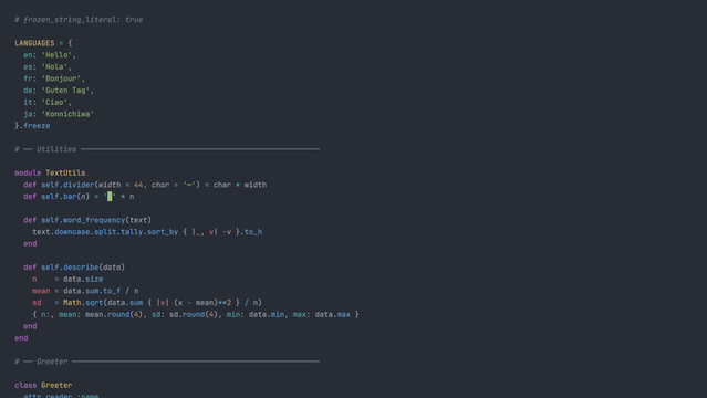 Modern Developer Programmer Screen with Computer Programming Language Code with Color Syntax Highlighting. Vector Illustration.