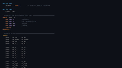Modern Developer Programmer Screen with Assembler Programming Language Code with Color Syntax Highlighting. Vector Illustration. © ec0de
