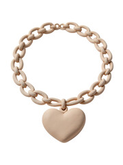 Obraz premium [Transparent Background PNG]Beige Heart Charm Chain Bracelet