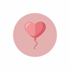 Pink heart-shaped balloon icon on a circular background for romantic events.