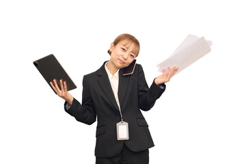 お手上げポーズの女性