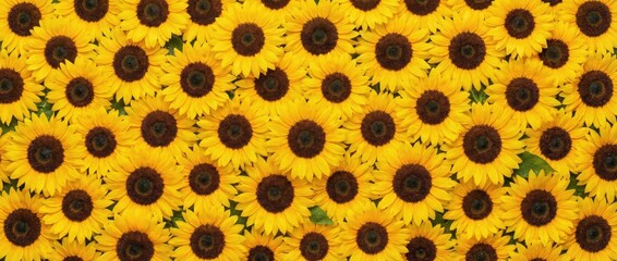 Vibrant sunflower field blooming in rural landscape nature photography colorful spring environment aerial perspective floral beauty and serenity