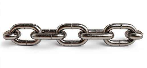 Obraz premium Metallic chain, comprised of several interconnected links, on a clean white background