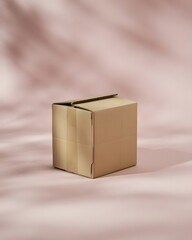 Fototapeta premium Closed cardboard box on soft background – packaging and delivery concept