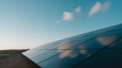 Solar panels under blue sky – renewable energy technology