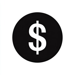 Obraz premium A white dollar sign is centered within a black circle against a white background