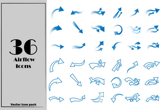 Air flow icons | Wind direction icons | architecture | Design | Set of arrows | UI/UX