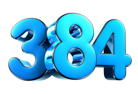 Blue number 384 3d illustration. Advertising signs. Product design. Product sales
