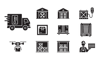 Logistics and transportation icons for business and industry use