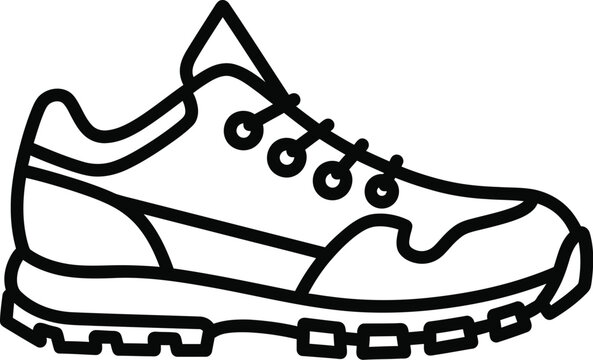 Trail Sneaker Black Outline Icon &ndash; Editable Stroke Flat Vector Trail Shoe Line Symbol for Web & App UI