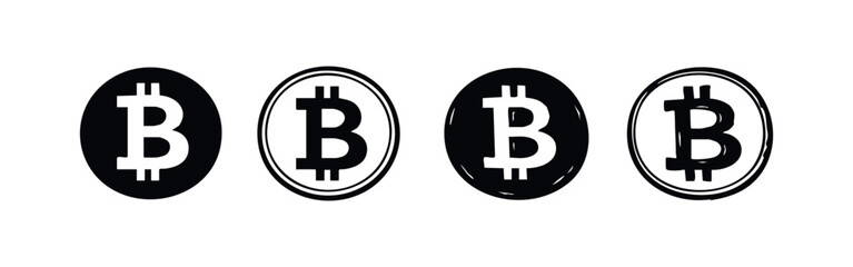 Fototapeta premium Bitcoin Cryptocurrency Icon Set - Digital Currency and Blockchain Finance