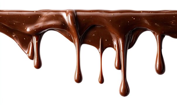 Rich, glossy dark brown substance, dripping with a fluid, viscous consistency