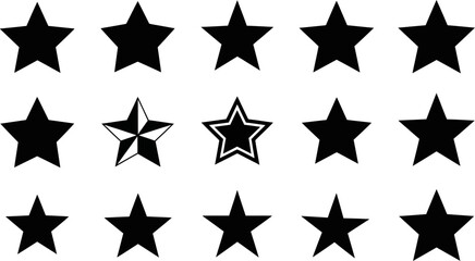 Obraz premium Collection of various star shapes and designs on white background