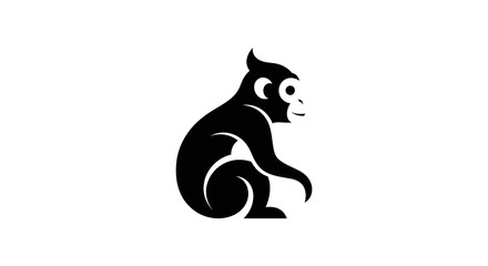 Stylized monkey silhouette on white background © Nataliaa