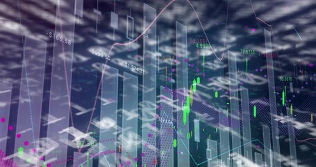Obraz premium Displaying central market chart cluster on virtual dashboard showing clear bars and green candles