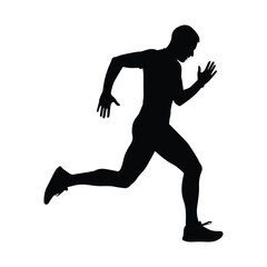 Fototapeta premium Man running silhouette against white background