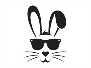 Cool Easter Bunny with Sunglasses Silhouette Vector Illustration. Easter bunny with sunglasses silhouette flat design
