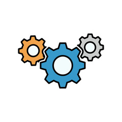 Fototapeta premium Three Colored Gears Interconnected Together.