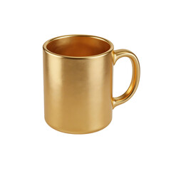 [Transparent Background PNG]Golden Metallic Coffee Mug with Handle