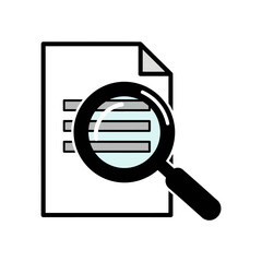 Magnifying Glass Examining Document Page.