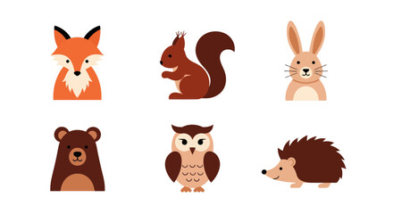 Fototapeta premium Cartoon forest animals collection