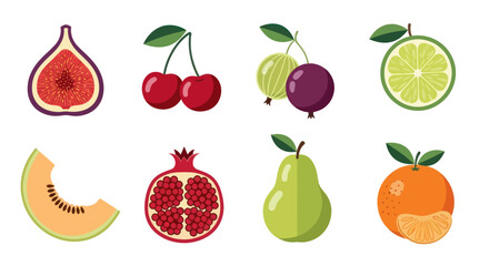 Colorful fruit assortment in flat design
