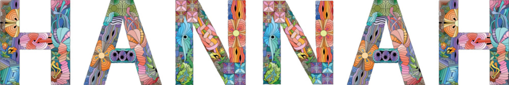 Female name Hannah. Vector decorative object